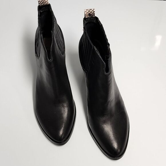 🐢 Dolce Vita Stacie Black Leather 3.5" Block Heel Ankle Booties - 9.5 - Picture 6 of 7